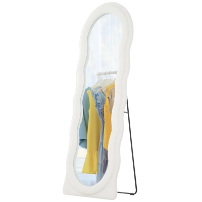 HOMCOM Floor Standing Mirror, Full Length Mirror, Free Standing, Leaning or Wall Mirror with Frame and Arched Top, White