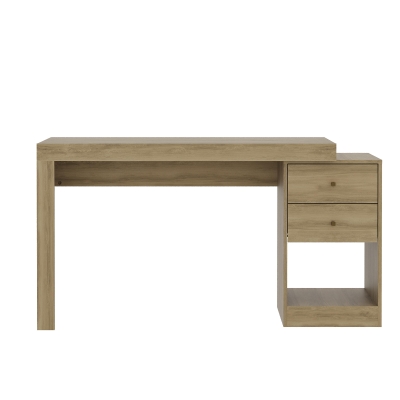 Sleek Expandable Desk with 2 Drawers and Open Bottom Shelf, 47.5" L x 18" W x 29.5" H, Brown