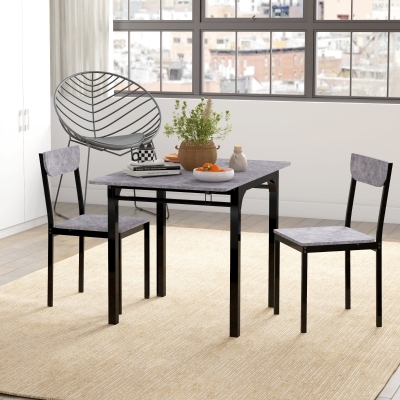 HOMCOM Foldable Dining Table Set for 2, Drop-Leaf Kitchen Table with 2 Chairs for Apartments, Studios, Natural Drop-leaf Dining Table Set Includes 2 Chairs