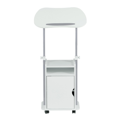 Practical Laptop Cart with Adjustable Tilting Panel, 23.5″ L x 15.5″ W x 31.5″ H, White