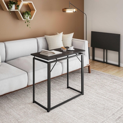 Sleek Folding Desk with Durable Steel Frame, 31.5" L x 15.5" W x 29" H, Black