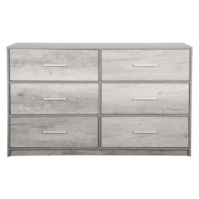Versatile 6-Drawer Dresser with Water-Resistant Top, 44.5" L x 16" W x 26.5" H, Gray