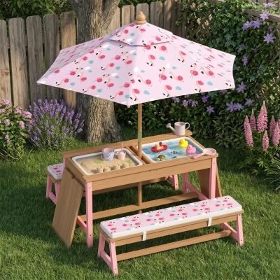 Kids Garden Table and Chair Set 35" W x 16.7" D x 19.7" H Pink