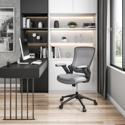 Cozy Task Chair with Breathable Mesh Back and TechniFlex Upholstered Seat, 25" L x 25" W x 34" H, Gray