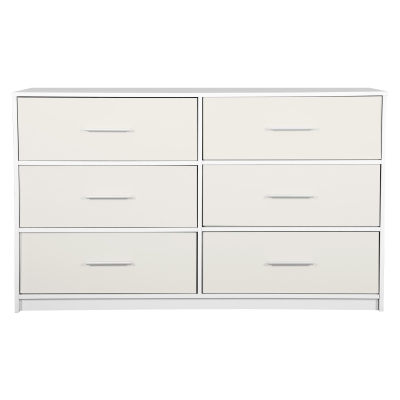 Versatile 6-Drawer Dresser with Water-Resistant Top, 44.5" L x 16" W x 26.5" H, White