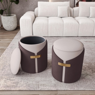 Practical Ottoman with 13" W Storage Compartment, 14.5" L x 14.5" W x 17.5" H, Brown