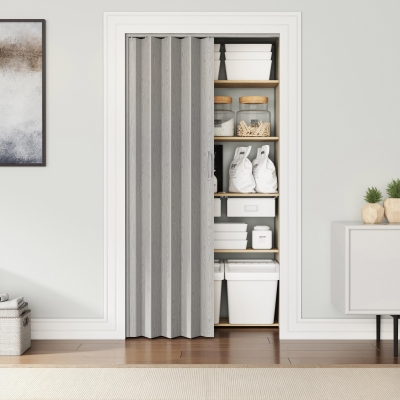 Stylish Foldable Accordion Door with Magnetic Close Latch, 32" L x 0.5" W x 80" H, Grey