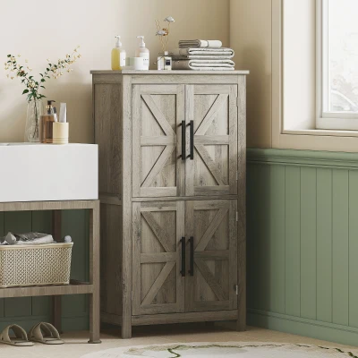 Bathroom Floor Cabinet 23.6" L x 11.8" W x 43.3" H Light Gray