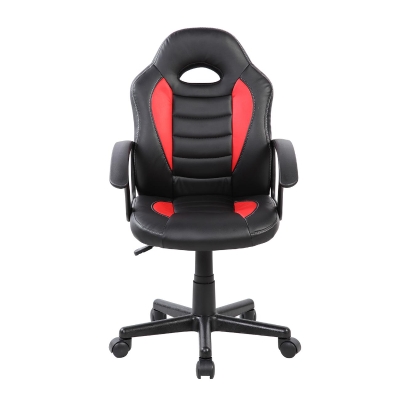 Sporty Gaming Chair with Pneumatic Height Adjustment and Non-Marking Casters, 21" L x 22" W x 35" H, Red