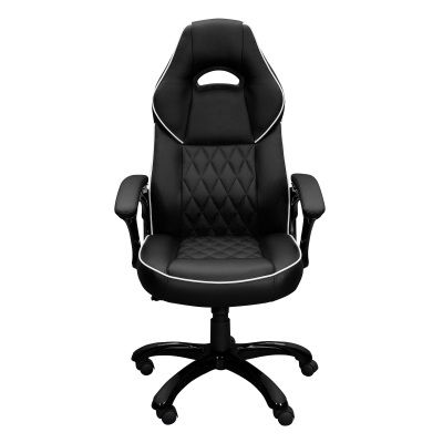 Racer-style Chair with Flip-Up Arms and TechniFlex Upholstery, 25.5″ L x 27.5″ W x 47.5″ H, Black