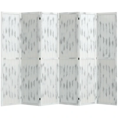 HOMCOM Screen Divider Room Divider Screen with Foldable Design for Indoor Bedroom Office 5.5' Rustic White