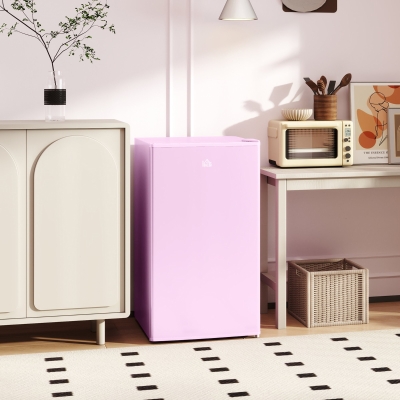 HOMCOM Compact Refrigerator, Mini Fridge with Freezer, Adjustable Shelf, Mechanical Thermostat and Reversible Door, Pink
