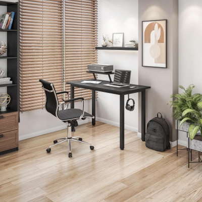 Cozy Office Chair with Flip-Up Arms and TechniFlex Upholstery, 22.5″ L x 23.5″ W x 36″ H, Black