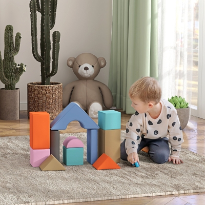 Qaba 11 Piece Soft Play Equipment for Kids 6-72 Months, Light Colour