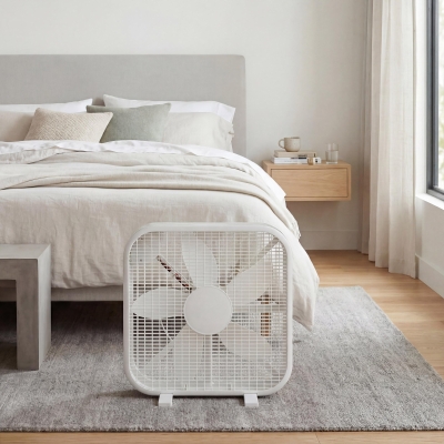 Powerful 20" Box Fan with 3 Adjustable Speed Settings, 21" L x 4" W x 21" H, White