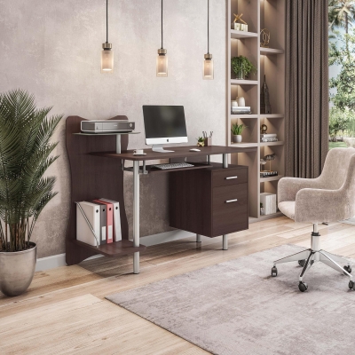 Practical Computer Desk with File Drawer and Spacious Desktop, 51″ L x 22″ W x 39.5″ H, Chocolate