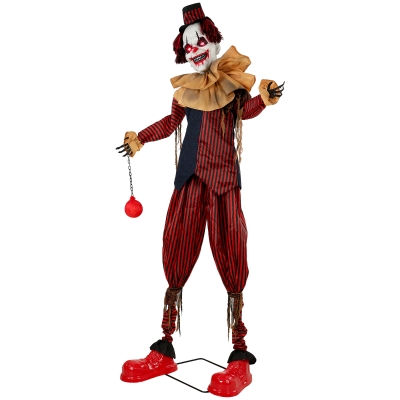 HOMCOM Large Animated Clown Halloween Prop with Sound & Light-Up Eyes