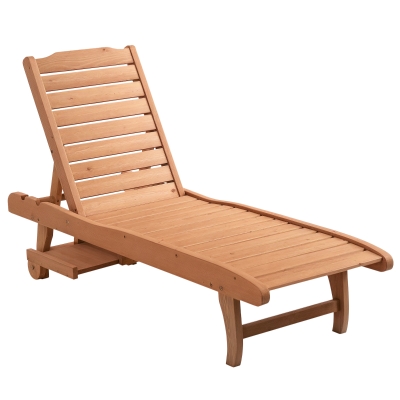 Outsunny Outdoor Chaise Lounge Chair, Reclining, Red Wood Look