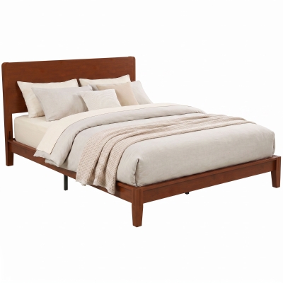 HOMCOM Queen Bamboo Platform Bed Frame with Headboard, Brown