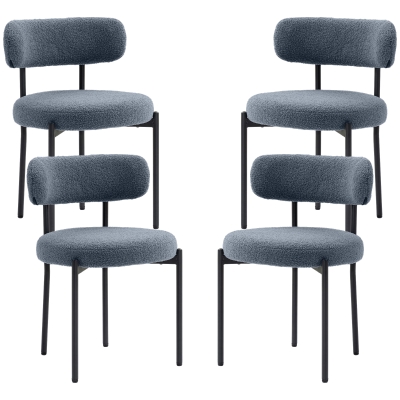HOMCOM Modern Boucle Dining Chairs Set of 4, Upholstered, Gray