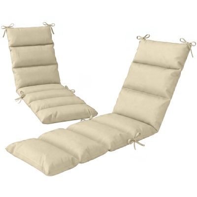 Outsunny Outdoor Lounge Chair Cushion with Zipper Reversible Chaise Lounge Cushion for Patio Indoor/Outdoor Beige