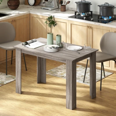 HOMCOM 47" Modern Dining Table, Rectangular, Light Gray Wood