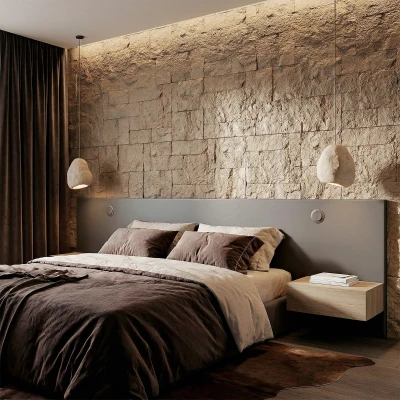 HOMCOM 8-Pack 3D Faux Stone Wall Panels, Lightweight, Beige
