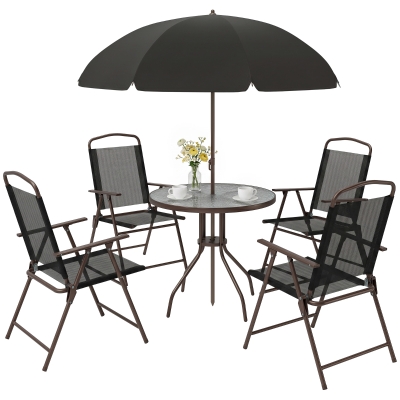 Outsunny 6-Piece Patio Dining Set for 4, Black