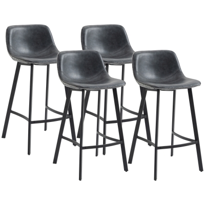 HOMCOM 27.25" Counter Height Bar Stools, Set of 4, Black