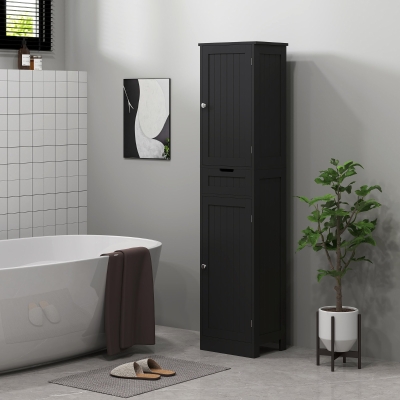 HOMCOM Freestanding Bathroom Cabinet with Drawer and 2 Doors, Tall Bathroom Cupboard for Kitchen, Study, Living Room
