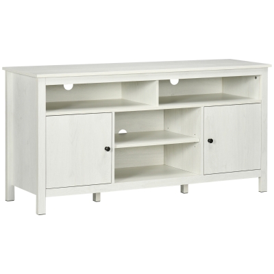 HOMCOM TV Stand for TVs up to 55", TV Unit with Storage Cupboard and Shelves, 55.1" x 15.7" x 27", White