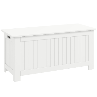 HOMCOM Large Storage Box Storage Trunk Cabinet Container with Lid and 2 Safety Hinges, White