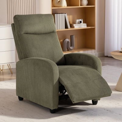 HOMCOM Fabric Recliner Chair Manual Home Theater Seating Single Reclining Sofa Chair with Padded Seat for Living Room