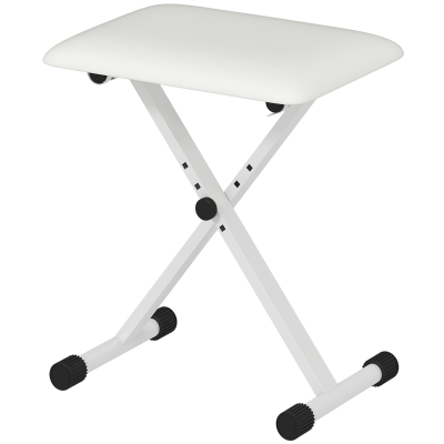 HOMCOM Adjustable Piano Bench, X-Style Folding Piano Stool with Padded Seat, Non-Slip Rubber Feet, Keyboard Chair, White
