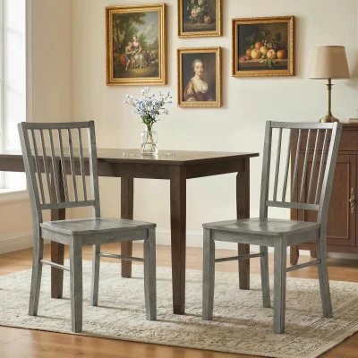 HOMCOM Dining Chairs Set of 2, Armless Wood, Rustic Gray