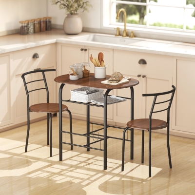 HOMCOM Dining Table Set of 3, 31.5" Kitchen Table and Chairs Set for 2 with Shelf, for Small Space, Dining Room, Living Room
