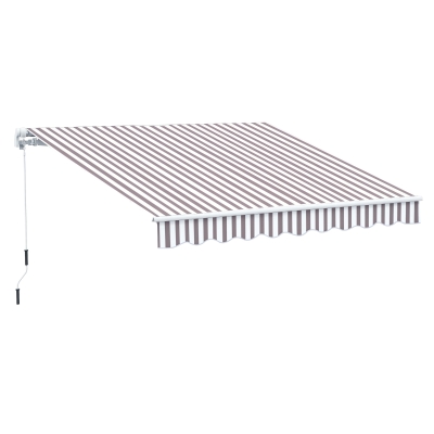 Outsunny 10' x 8' Retractable Patio Awning, Coffee Stripes