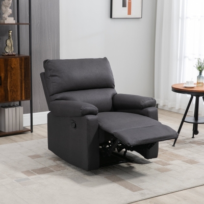 HOMCOM Recliner Chair, Manual Reclining Chair with Footrest, Padded Seat for Living Room, Bedroom, Study, Dark Grey