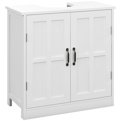 Kleankin Bathroom Sink Cabinet, White with Adjustable Shelf
