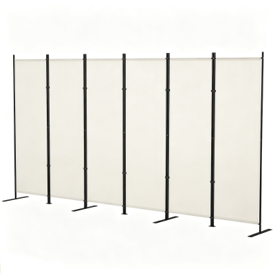 HOMCOM 6 Panel Room Divider, 6 Ft Folding Privacy Screen, Portable Freestanding Partition Wall Divider, Beige
