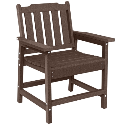 Outsunny Heavy-Duty Patio Dining Chair, Wood-Like HDPE, Brown