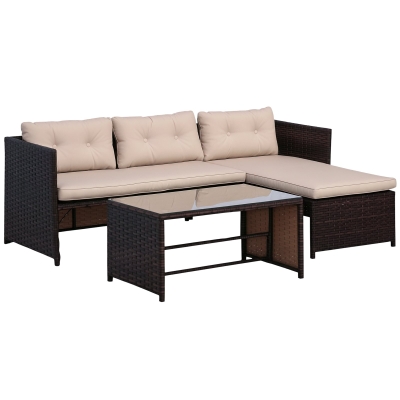 3 Piece Chat Set 73" x 49" x 24.5" Beige