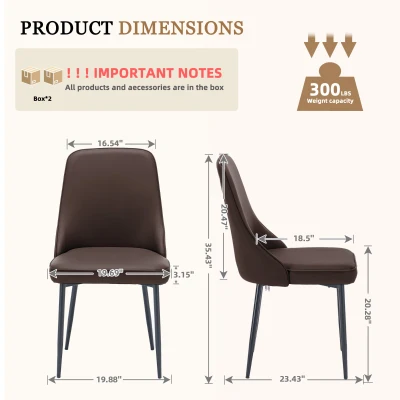 Set of 1 Upholstered Dining Room Chairs with Thick Cushions for Kitchen, Brown