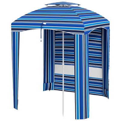 Outsunny 5.8' Cabana Beach Umbrella, Travel with Carry Bag, Blue