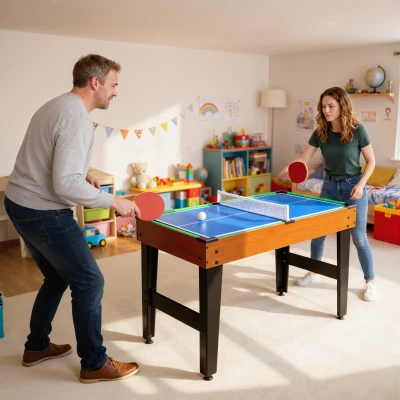 Soozier 53" 5-in-1 Multi Game Table Foosball Pool Ping Pong Brown