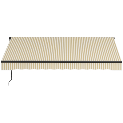 Outsunny 12' x 10' Retractable Awning, UV Resistant, Beige/White