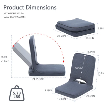 Foldable Padded Gaming Floor Seat for Adults & Kids (Grey)
