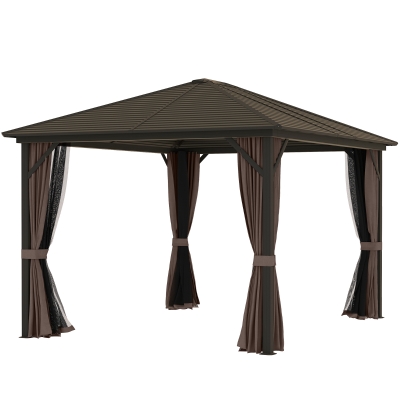Hardtop Gazebo 9.8' x 12' x 8.6' Coffee