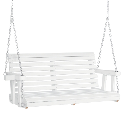 Outsunny 2-Person Wooden Porch Swing Chair, 440 lbs, White