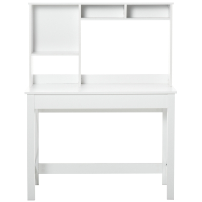 HOMCOM Computer Desk with Hutch, Home Office Table with Storage Shelves and Open Compartments for Writing, Work, White